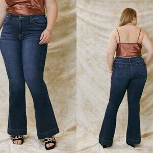 KANCAN nancy high rise flare jeans in dark wash (XL)